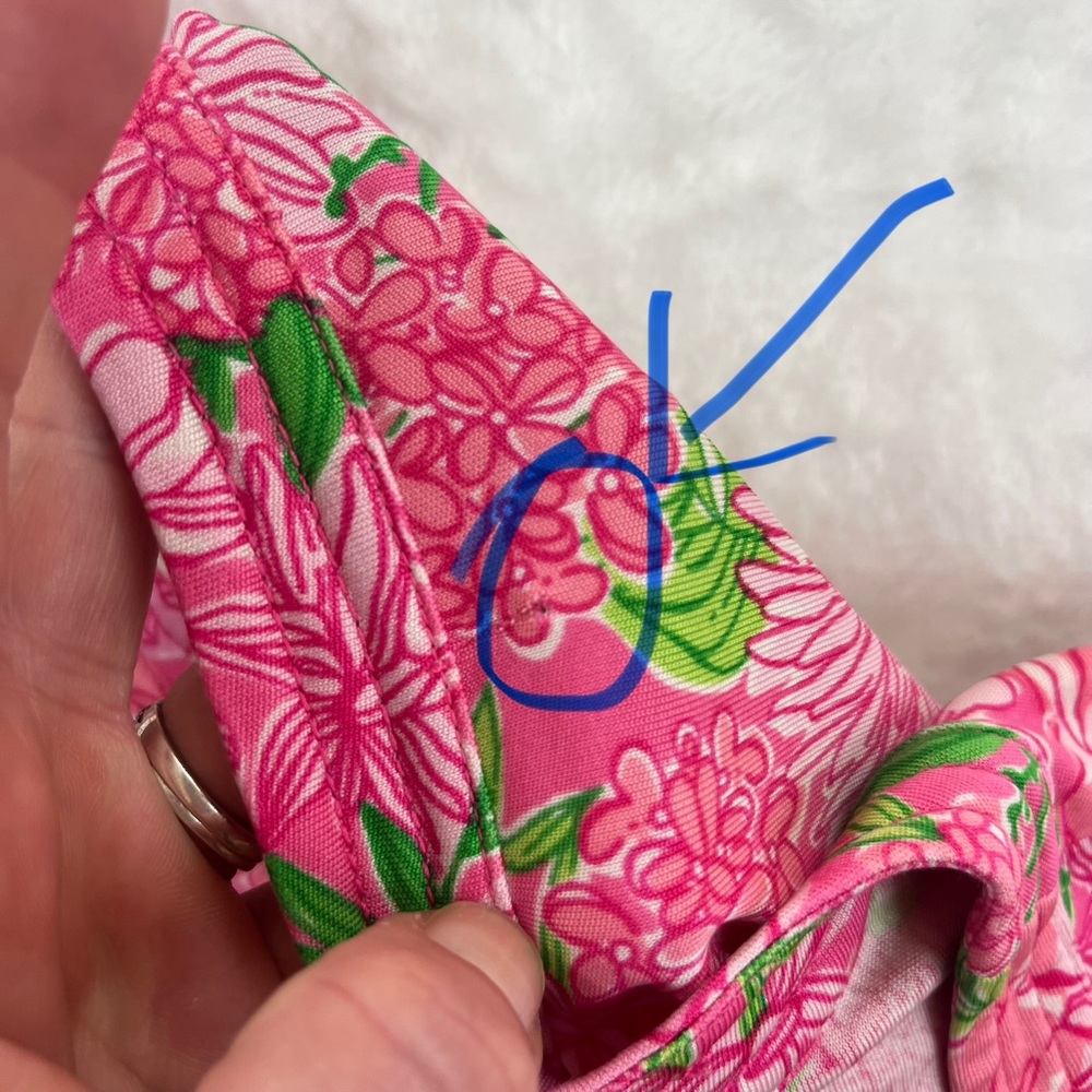 Lilly Pulitzer 100% Silk Rose Floral Split Neck SS Dress Pink Sz 8 No Belt - Picture 12 of 12